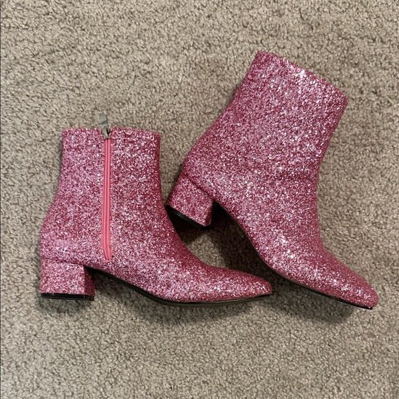 Shoes - Pink Glitter Ankle Boots